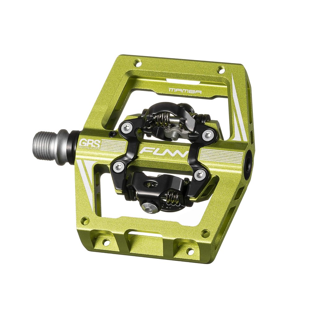 Funn Mamba S MTB Clipless Pedals, Double Sided Clip Compact Platform Mountain Bike Pedals, Compatible with SPD Cleats, 9/16-Inch CrMo Axle Bicycle Pedals for MTB/BMX/Gravel Cycling (Green)