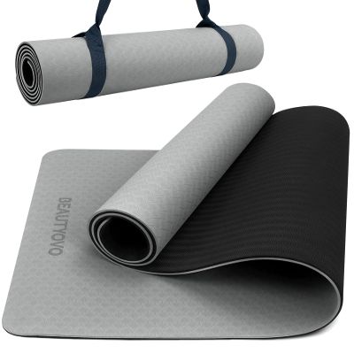 Yoga Mat with Strap, 1/3 Inch Extra Thick Yoga Mat Double-sided Non Slip, Professional TPE Yoga Mats for Women Men, Workout Mat for Yoga, Pilates and Floor Exercises