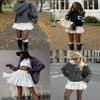 Avidlove Women High Waist Mini Skirt Ruffle Hem Flared Mini Skater Skirts Short Lingerie Skirts A-White view 2