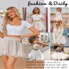 Avidlove Women High Waist Mini Skirt Ruffle Hem Flared Mini Skater Skirts Short Lingerie Skirts A-White view 3