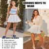 Avidlove Women High Waist Mini Skirt Ruffle Hem Flared Mini Skater Skirts Short Lingerie Skirts A-White view 4