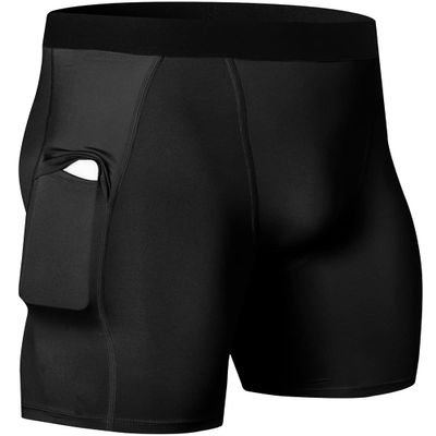 Yuerlian Mens Compression Shorts Cool Dry Sports Underwear Workout Shorts Running Tights with Pockets 1 Pack