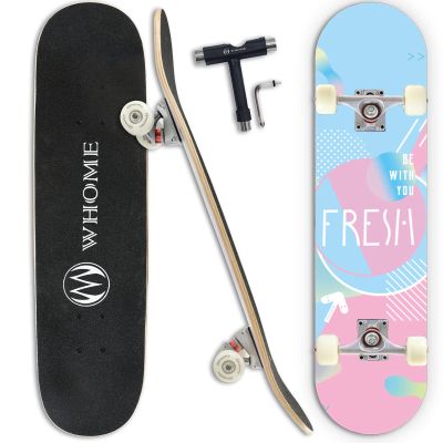 WHOME Skateboards for Adults/Kids Teens/Girl Beginner/Boy - 31"x8" Pro Standard Skateboard Complete 8-ply Alpine Maple Deck ABEC-9 Bearings with T-Tool