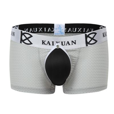 IYUNYI Men's Penis Pouch Front Removable Underpants Padded Boxer (Gray, m)