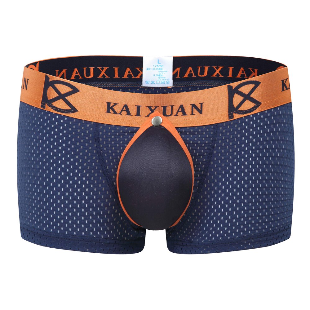 IYUNYI Men's Penis Pouch Front Removable Underpants Padded Boxer (Dark blue, x_l)