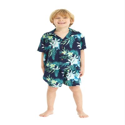 Hawaii Hangover Boy Young Adult Aloha Luau Shirt in Orchid Breeze Navy 12 Year Old