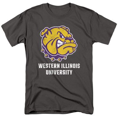 Western Illinois University Official Distressed Primary Unisex Adult T-Shirt, Charcoal, 5X-Large