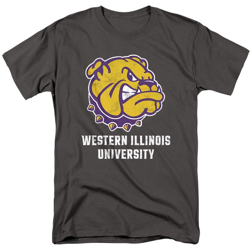Western Illinois University Official Distressed Primary Unisex Adult T-Shirt, Charcoal, 5X-Large