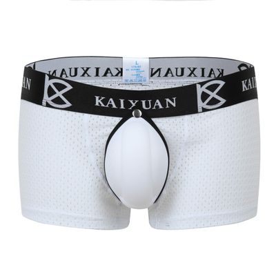 IYUNYI Men's Penis Pouch Front Removable Underpants Padded Boxer (White, m)