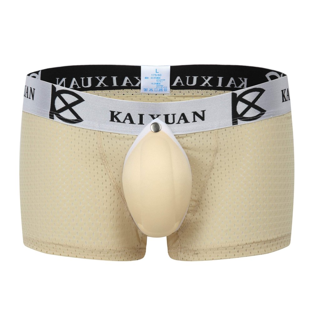 IYUNYI Men's Penis Pouch Front Removable Underpants Padded Boxer (Nude, l)