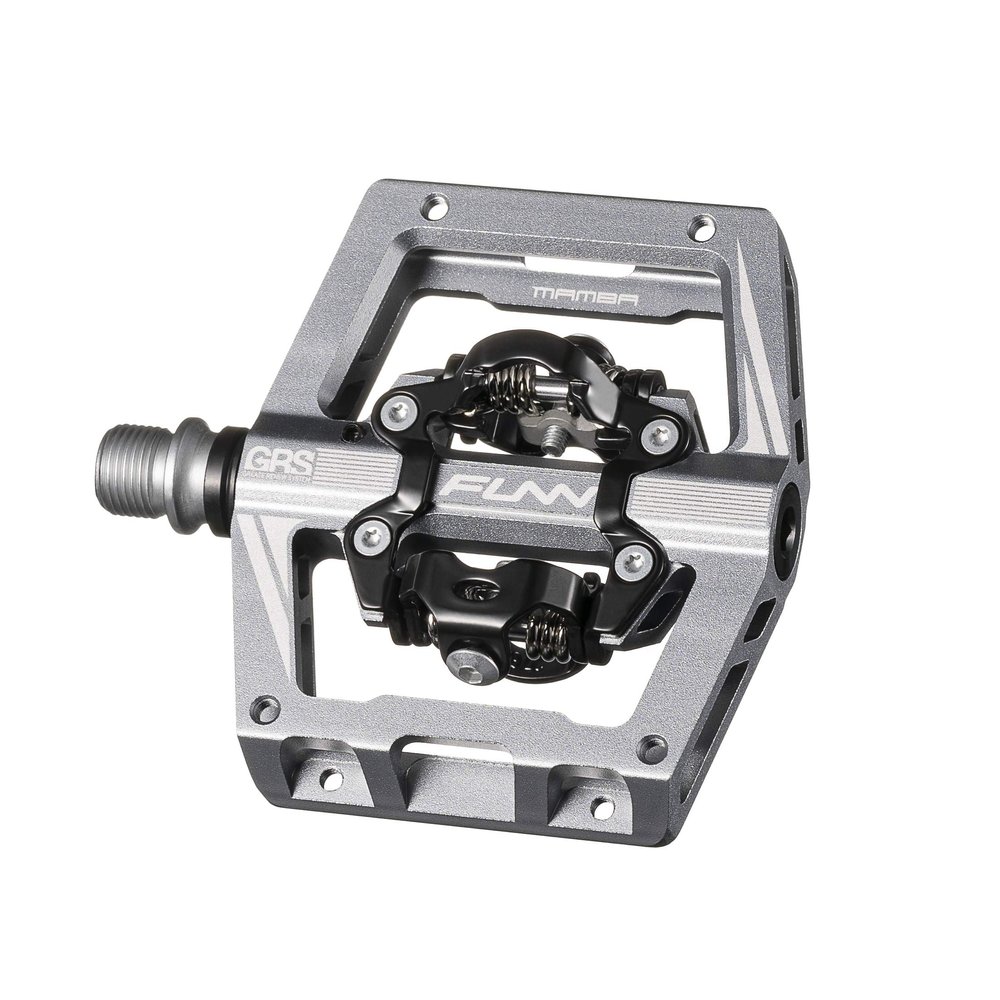 Funn Mamba S MTB Clipless Pedals, Double Sided Clip Compact Platform Mountain Bike Pedals, Compatible with SPD Cleats, 9/16-Inch CrMo Axle Bicycle Pedals for MTB/BMX/Gravel Cycling (Gray)