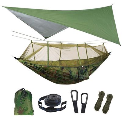 Outdoor Mosquito Net Hammock Tent with Waterproof Rain Fly Canopy Awning Set Hammock Portable Sleep Swing for Hiking Camping Survival Travel