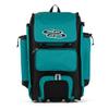 Boombah Rolling Catcher's Superpack Baseball/Softball Gear Bag - 23-1/2" x 13-1/2" x 9-1/2" - Black/Teal - Telescopic Handle - Holds 4 Bats - Wheeled Version view 1