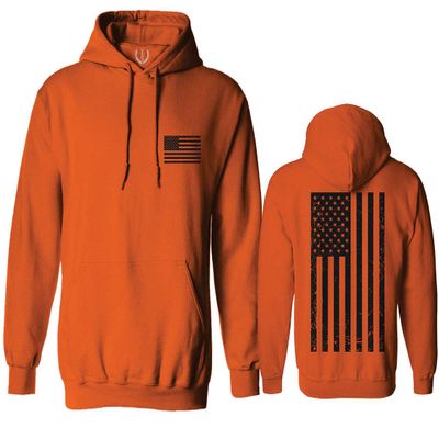 0021. Vintage American Flag United States of America Military us USA Patriotic Style Sweatshirt Pullover Hoodie (Orange X-Large)