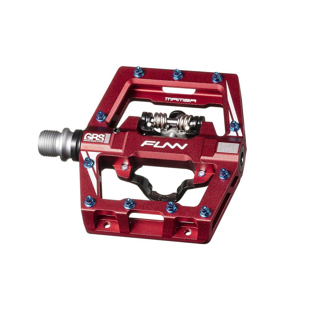 Funn Mamba S MTB Clipless Pedals, Single Sided Clip Mountain Bike Pedals, Compatible with SPD Cleats, 9/16-Inch CrMo Axle Bicycle Pedals for MTB/BMX/Gravel Cycling (Red)