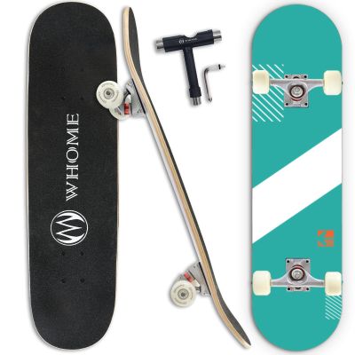 WHOME Skateboards for Adults/Kids Teens/Girl Beginner/Boy - 31"x8" Pro Standard Skateboard Complete 8-ply Alpine Maple Deck ABEC-9 Bearings with T-Tool