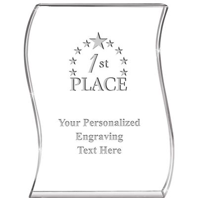 1St Place Acrylic Trophy - 6.5" Hang Ten Wave Laser Engraved Award 1St Place Custom Trophy, Includes Free Personalization Prime
