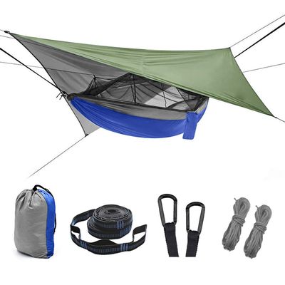 Outdoor Mosquito Net Hammock Tent with Waterproof Rain Fly Canopy Awning Set Hammock Portable Sleep Swing for Hiking Camping Survival Travel