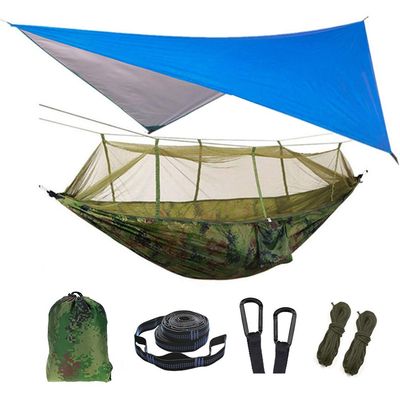 Outdoor Mosquito Net Hammock Tent with Waterproof Rain Fly Canopy Awning Set Hammock Portable Sleep Swing for Hiking Camping Survival Travel