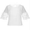 Agoky Kids Girls 3/4 Bell Sleeves Lace Splice Top Blouse Daily Wear for Spring Summer Autumn Ruffle Sleeve White 4 view 1