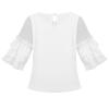 Agoky Kids Girls 3/4 Bell Sleeves Lace Splice Top Blouse Daily Wear for Spring Summer Autumn Ruffle Sleeve White 4 view 2