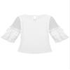 Agoky Kids Girls 3/4 Bell Sleeves Lace Splice Top Blouse Daily Wear for Spring Summer Autumn Ruffle Sleeve White 4 view 3