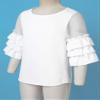 Agoky Kids Girls 3/4 Bell Sleeves Lace Splice Top Blouse Daily Wear for Spring Summer Autumn Ruffle Sleeve White 4 view 4
