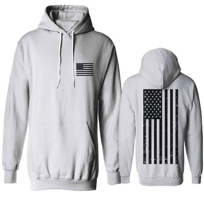 0021. Vintage American Flag United States of America Military us USA Patriotic Style Sweatshirt Pullover Hoodie (White X-Large)