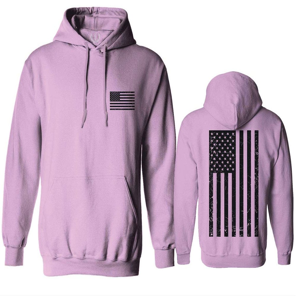 0021. Vintage American Flag United States of America Military us USA Patriotic Style Sweatshirt Pullover Hoodie (Light Purple X-Large)
