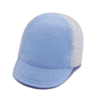 Keepersheep Baby Reversible Baseball Cap Infant Sun Hat, Cotton Knit Soft Brim for Infant Toddler, Summer Outdoor Unisex (US, Age, 6 Months, 12 Months, PowderBlue and Gray)