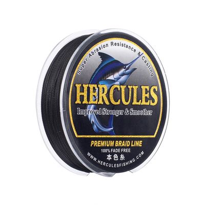 HERCULES Braided Fishing Line, Not Fade, 328 Yards PE Lines, 4 Strands Multifilament Fish Line, 100lb Test for Saltwater and Freshwater, Abrasion Resistant, Black, 100lb, 300m