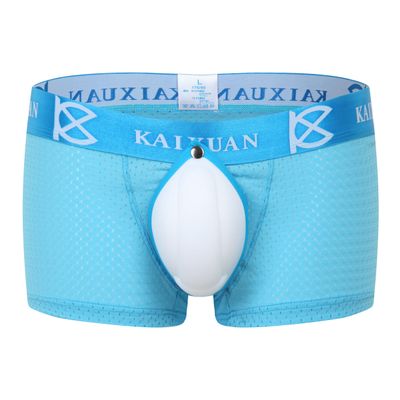 IYUNYI Men's Penis Pouch Front Removable Underpants Padded Boxer (Blue, x_l)