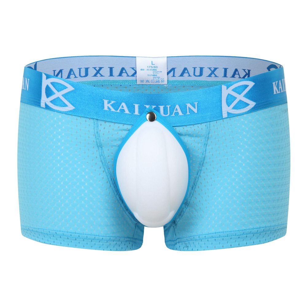 IYUNYI Men's Penis Pouch Front Removable Underpants Padded Boxer (Blue, x_l)