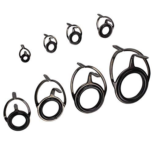 8pcs Double Leg Fishing Rod Guides Repair Kit, Ceramic Fishing Pole Rod Guide Rings, Casting Fishing Rod Eyes Eyelet Repair Guides Replacement Eyes for Fishing Rods Fishing Pole Repair