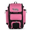 Boombah Rolling Catcher's Superpack Baseball/Softball Gear Bag - 23-1/2" x 13-1/2" x 9-1/2" - Black/Pink - Telescopic Handle - Holds 4 Bats - Wheeled Version view 1