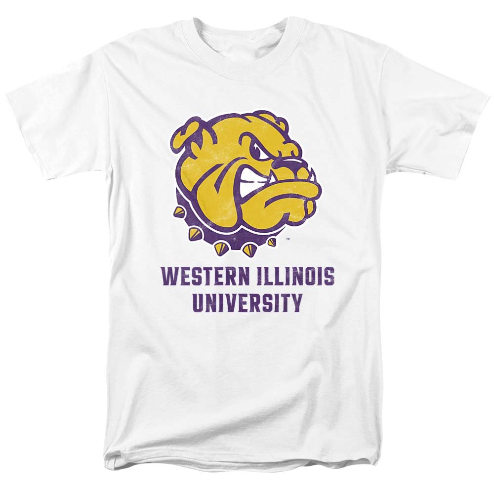 Western Illinois University Official Distressed Primary Unisex Adult T-Shirt, White, 4X-Large