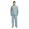 Vulcanodon Mens Cotton Pajama Set, Button Down Woven Pajama Set for Men Plaid Men's Sleepwear(Aqua Blue Plaid,M) view 1
