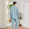 Vulcanodon Mens Cotton Pajama Set, Button Down Woven Pajama Set for Men Plaid Men's Sleepwear(Aqua Blue Plaid,M) view 2