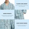 Vulcanodon Mens Cotton Pajama Set, Button Down Woven Pajama Set for Men Plaid Men's Sleepwear(Aqua Blue Plaid,M) view 4