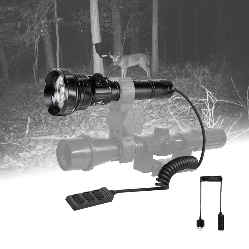 Brinyte T28 Flashlight IR Illuminator for Night Vision, White 850nm 940nm Infrared Hunting Light, Adjustable Focus with Stepless Dimming Switch, Ideal for Coyote Hog Predator Hunting