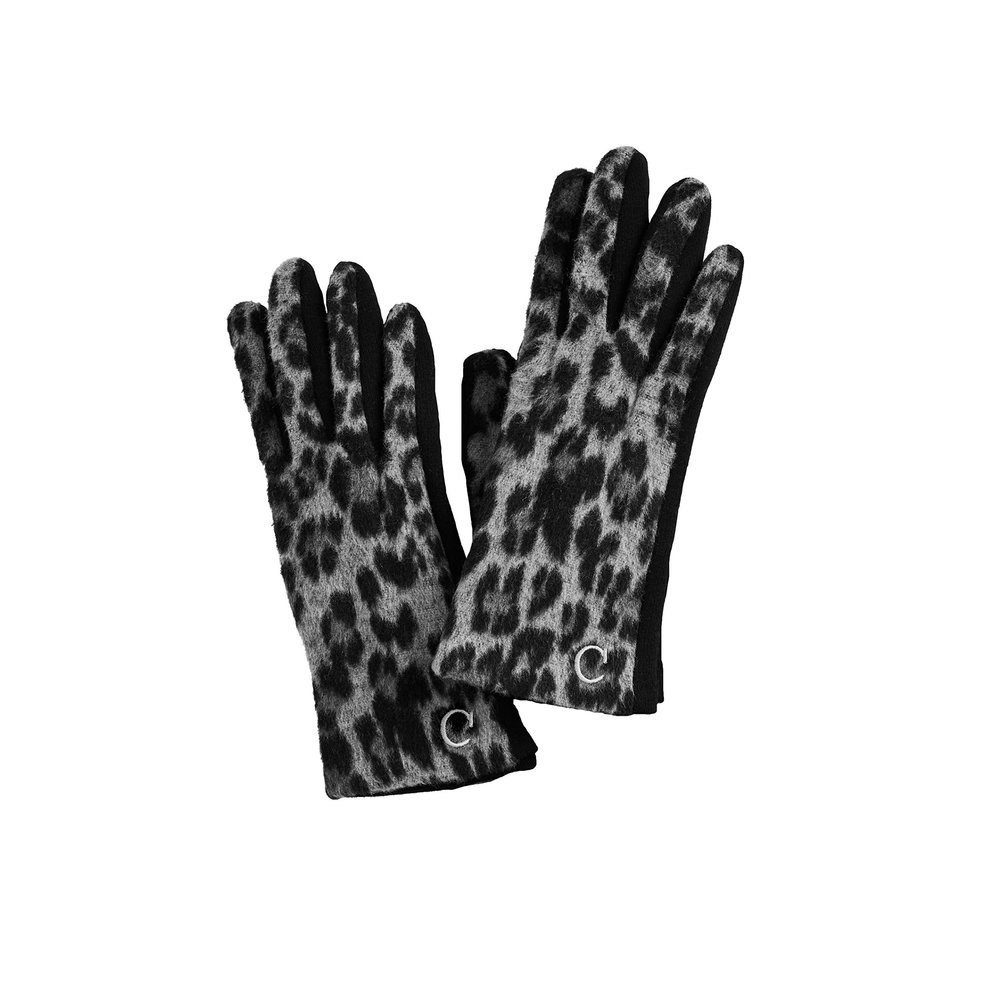 Black Initial Leopard Glove