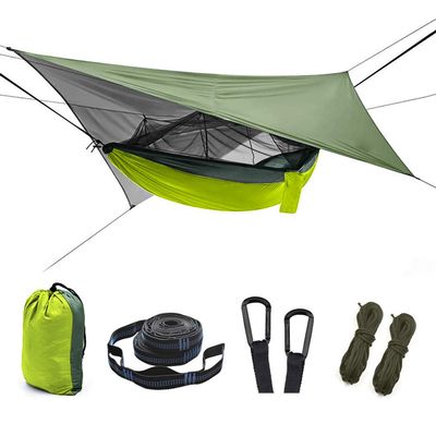 Outdoor Mosquito Net Hammock Tent with Waterproof Rain Fly Canopy Awning Set Hammock Portable Sleep Swing for Hiking Camping Survival Travel
