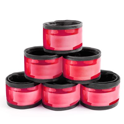 esonstyle 6 PCS Red LED Light Up Band Slap Bracelets, Night Safety Wrist Band for Cycling Walking Running Concert Camping Outdoor Sports