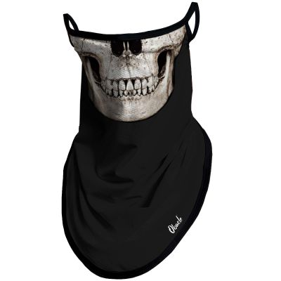 Obacle Bandana Face Mask with Ear Loops Neck Gaiter Face Mask Scarf Face Cover for Men Women (Skull White Face Teeth Black Nose)