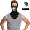 Obacle Bandana Face Mask with Ear Loops Neck Gaiter Face Mask Scarf Face Cover for Men Women (Skull White Face Teeth Black Nose) view 2