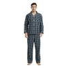 Vulcanodon Mens Cotton Pajama Set, Button Down Woven Pajama Set for Men Plaid Men's Sleepwear(Dark Blue Plaid,2XL) view 1