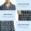 Vulcanodon Mens Cotton Pajama Set, Button Down Woven Pajama Set for Men Plaid Men's Sleepwear(Dark Blue Plaid,2XL) view 4