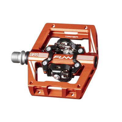 Funn Mamba S MTB Clipless Pedals, Double Sided Clip Compact Platform Mountain Bike Pedals, Compatible with SPD Cleats, 9/16-Inch CrMo Axle Bicycle Pedals for MTB/BMX/Gravel Cycling (Orange)