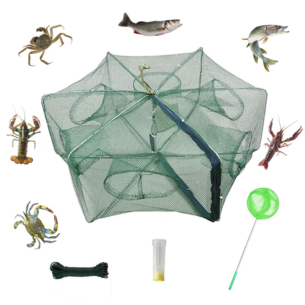 1/2 Pcs Fishing Bait Trap Foldable Crab Crayfish Fish Minnow Crawdad Shrimp Net Cast Portable