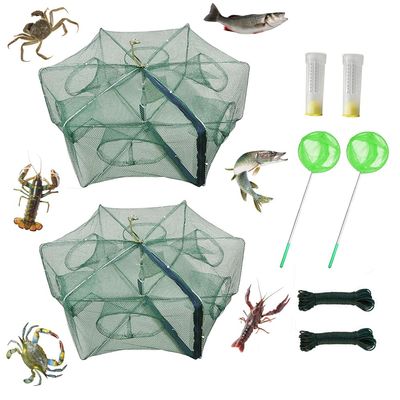 1/2 Pcs Fishing Bait Trap Foldable Crab Crayfish Fish Minnow Crawdad Shrimp Net Cast Portable